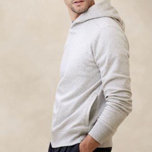 Banana Republic Factory Fleece Pullover Hoodie, Size M, Light Gray Heather NEW